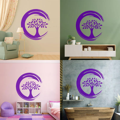 Wall Stickers Enso Circle Symbol Buddhism Religion Tree Store Decoration