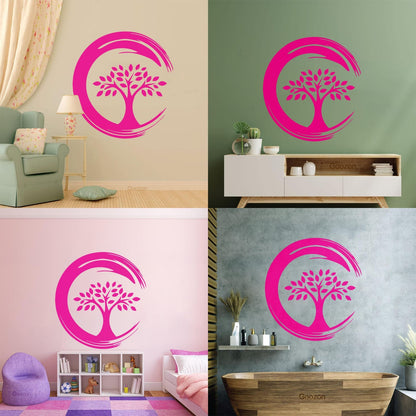 Wall Stickers Enso Circle Symbol Buddhism Religion Tree Store Decoration
