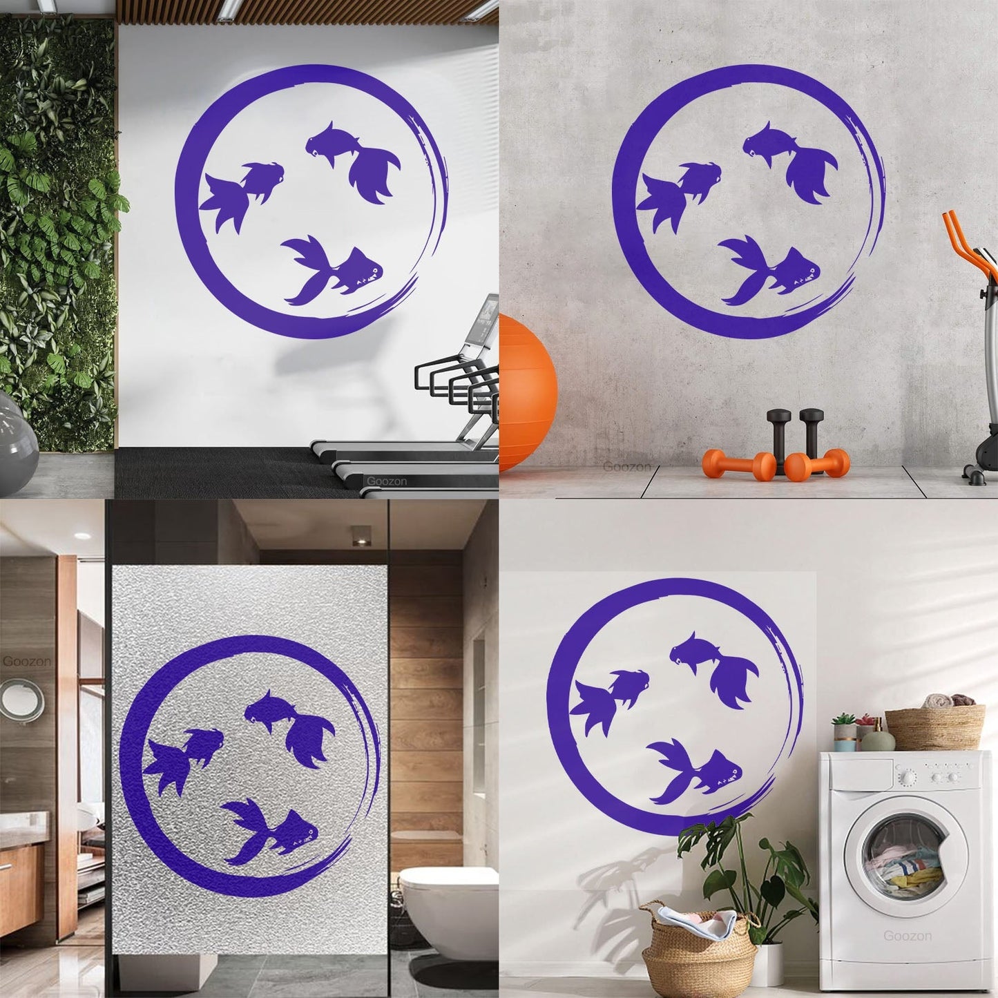 Lettering Stickers Enso Zen Circle Goldfish Aquarium Buddhism Equipped With Transfer Film Kit