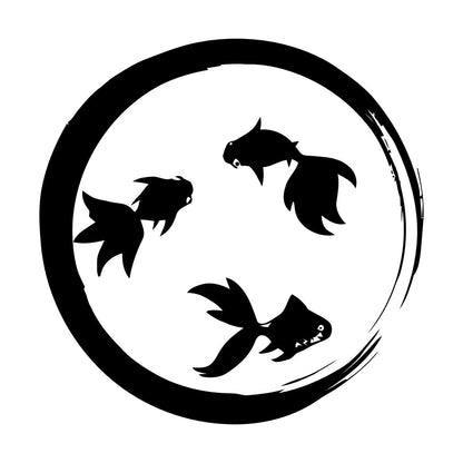 Lettering Stickers Enso Zen Circle Goldfish Aquarium Buddhism Equipped With Transfer Film Kit