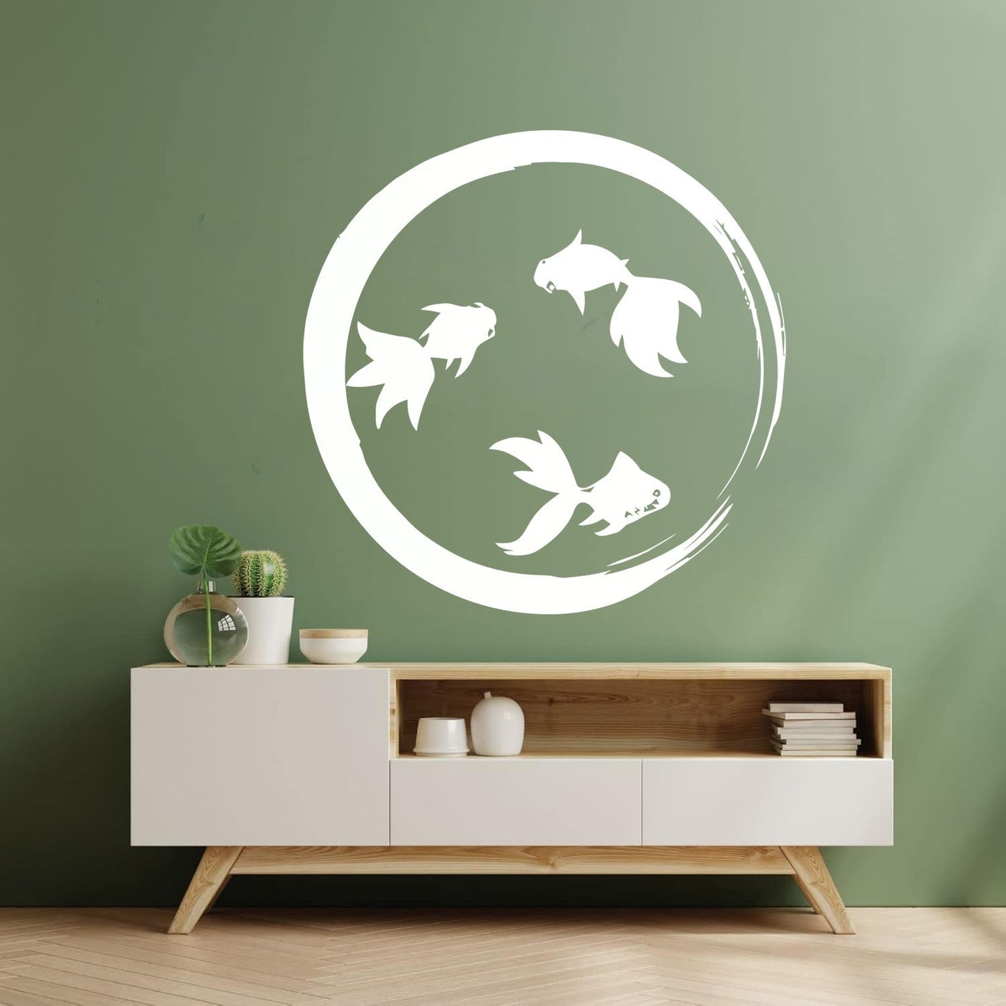 Lettering Stickers Enso Zen Circle Goldfish Aquarium Buddhism Equipped With Transfer Film Kit