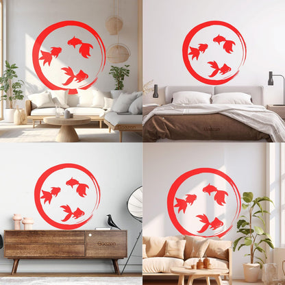 Lettering Stickers Enso Zen Circle Goldfish Aquarium Buddhism Equipped With Transfer Film Kit