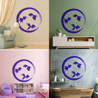 Lettering Stickers Enso Zen Circle Goldfish Aquarium Buddhism Equipped With Transfer Film Kit