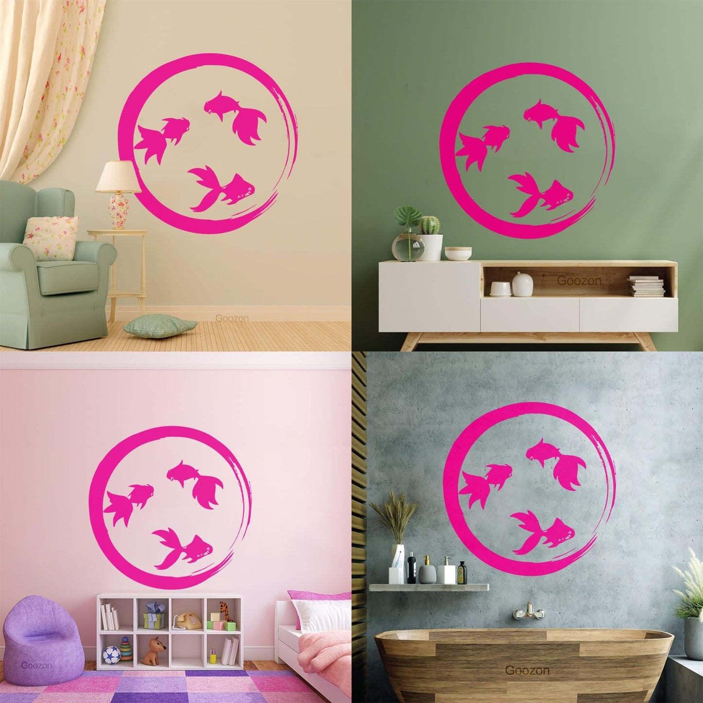 Lettering Stickers Enso Zen Circle Goldfish Aquarium Buddhism Equipped With Transfer Film Kit