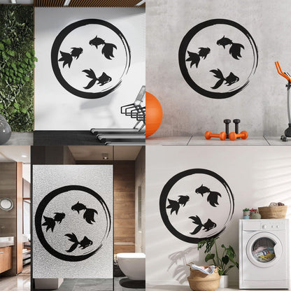 Lettering Stickers Enso Zen Circle Goldfish Aquarium Buddhism Equipped With Transfer Film Kit