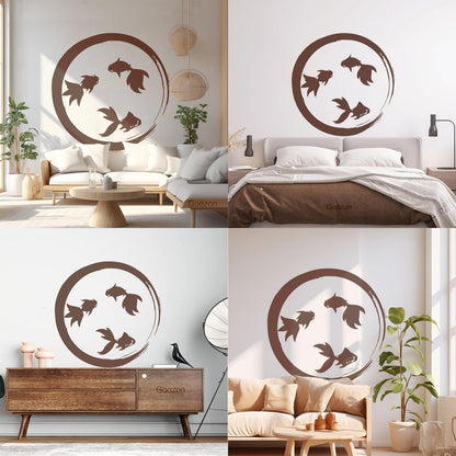 Lettering Stickers Enso Zen Circle Goldfish Aquarium Buddhism Equipped With Transfer Film Kit