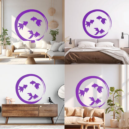 Lettering Stickers Enso Zen Circle Goldfish Aquarium Buddhism Equipped With Transfer Film Kit