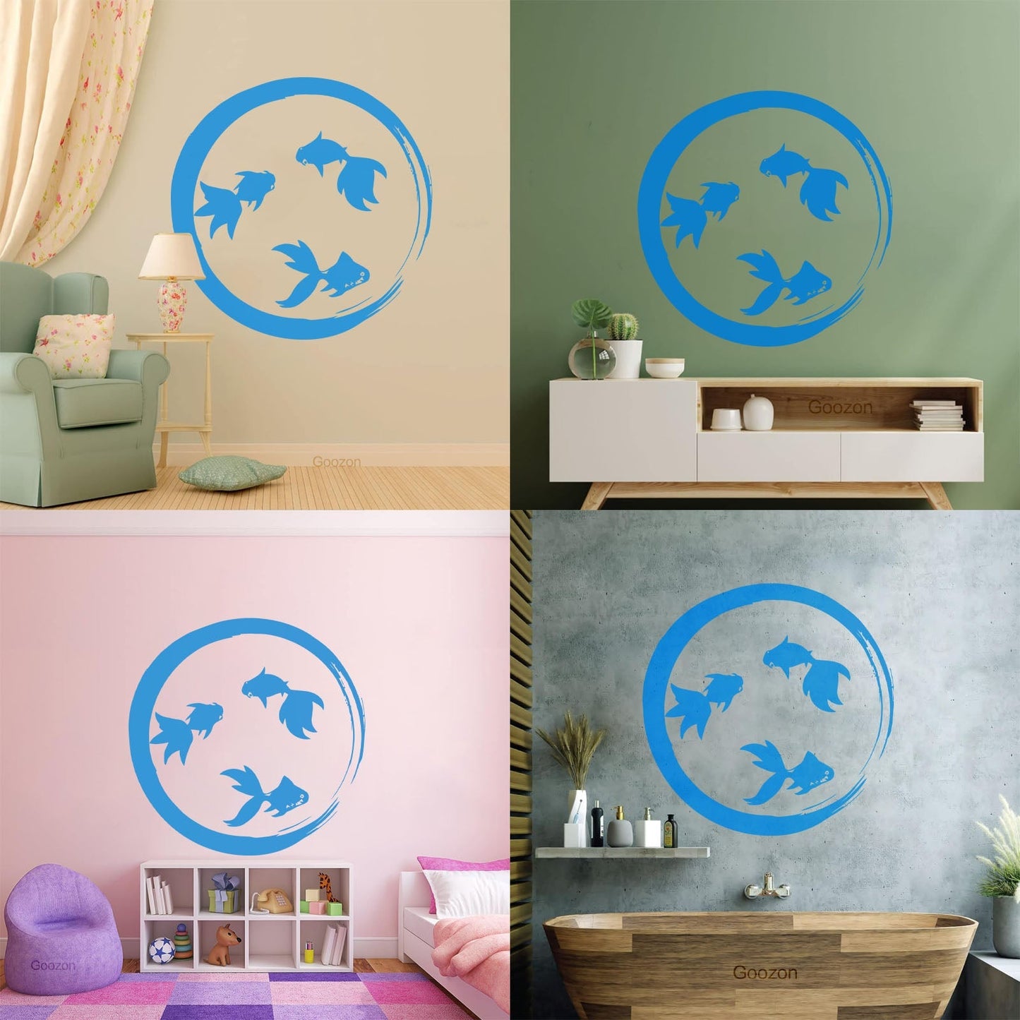 Lettering Stickers Enso Zen Circle Goldfish Aquarium Buddhism Equipped With Transfer Film Kit