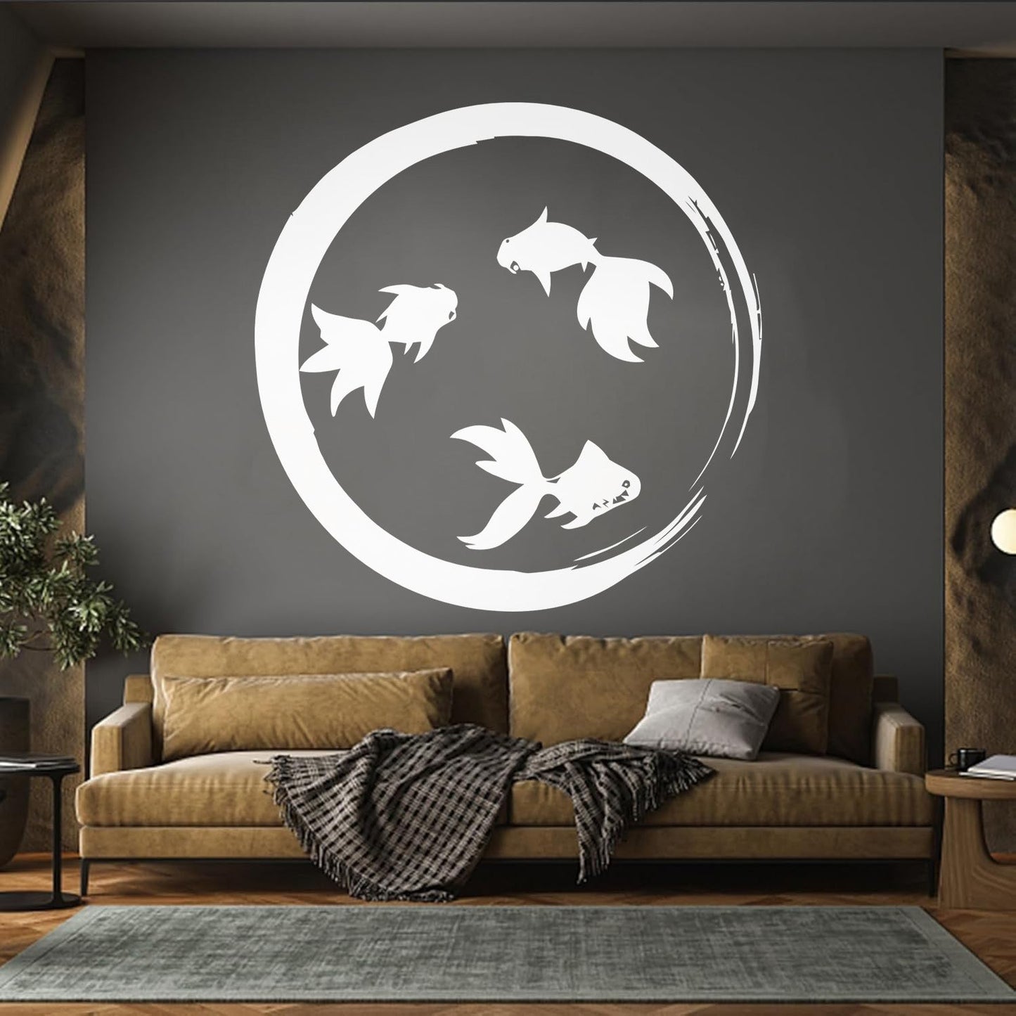 Lettering Stickers Enso Zen Circle Goldfish Aquarium Buddhism Equipped With Transfer Film Kit