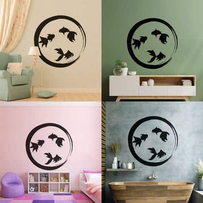 Lettering Stickers Enso Zen Circle Goldfish Aquarium Buddhism Equipped With Transfer Film Kit