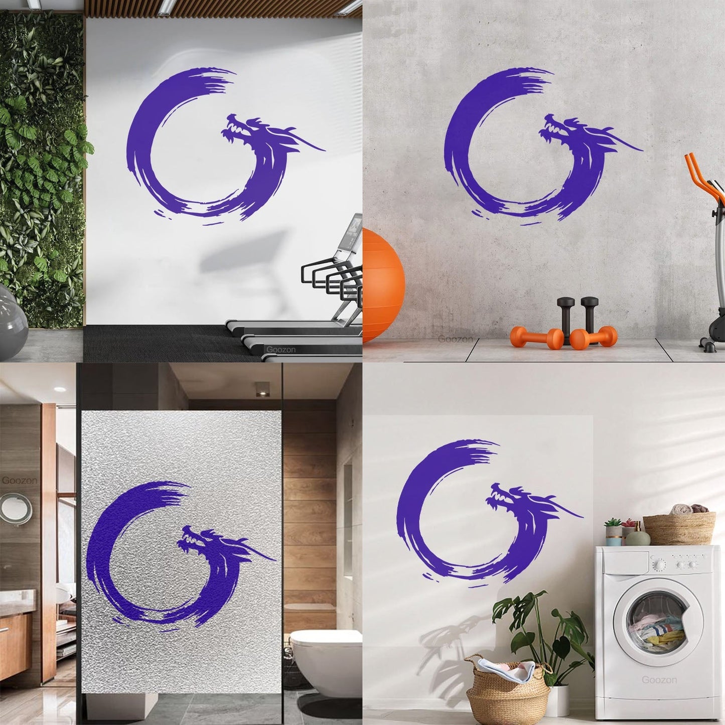 Wall Decals Paster Paper Enso Circle Zen Om Dragon Oriental Meditation Relaxation Easy Installation