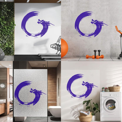 Wall Decals Paster Paper Enso Circle Zen Om Dragon Oriental Meditation Relaxation Easy Installation