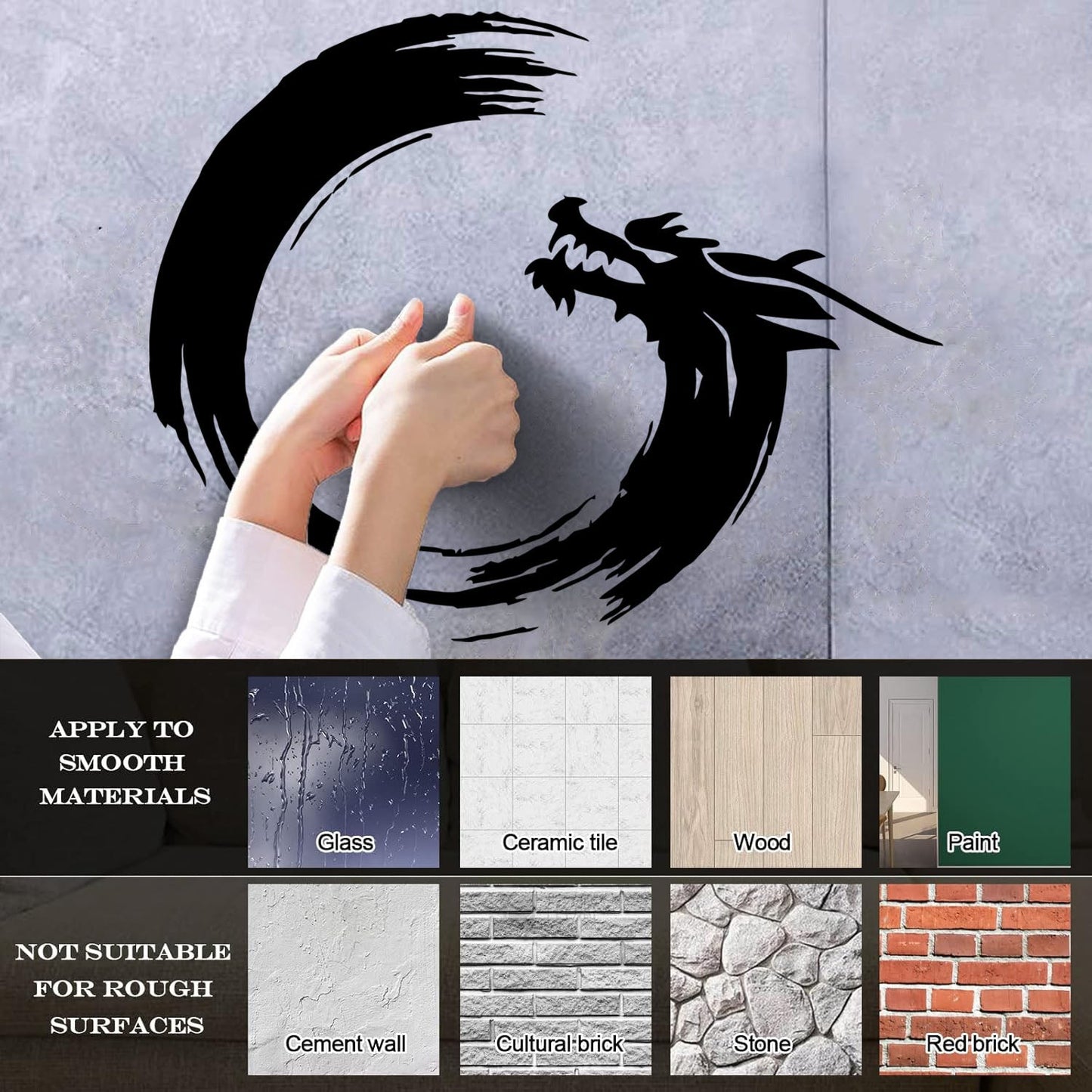 Wall Decals Paster Paper Enso Circle Zen Om Dragon Oriental Meditation Relaxation Easy Installation