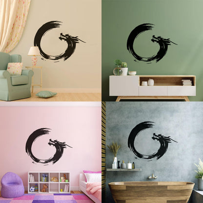 Wall Decals Paster Paper Enso Circle Zen Om Dragon Oriental Meditation Relaxation Easy Installation