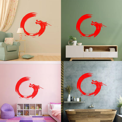 Wall Decals Paster Paper Enso Circle Zen Om Dragon Oriental Meditation Relaxation Easy Installation