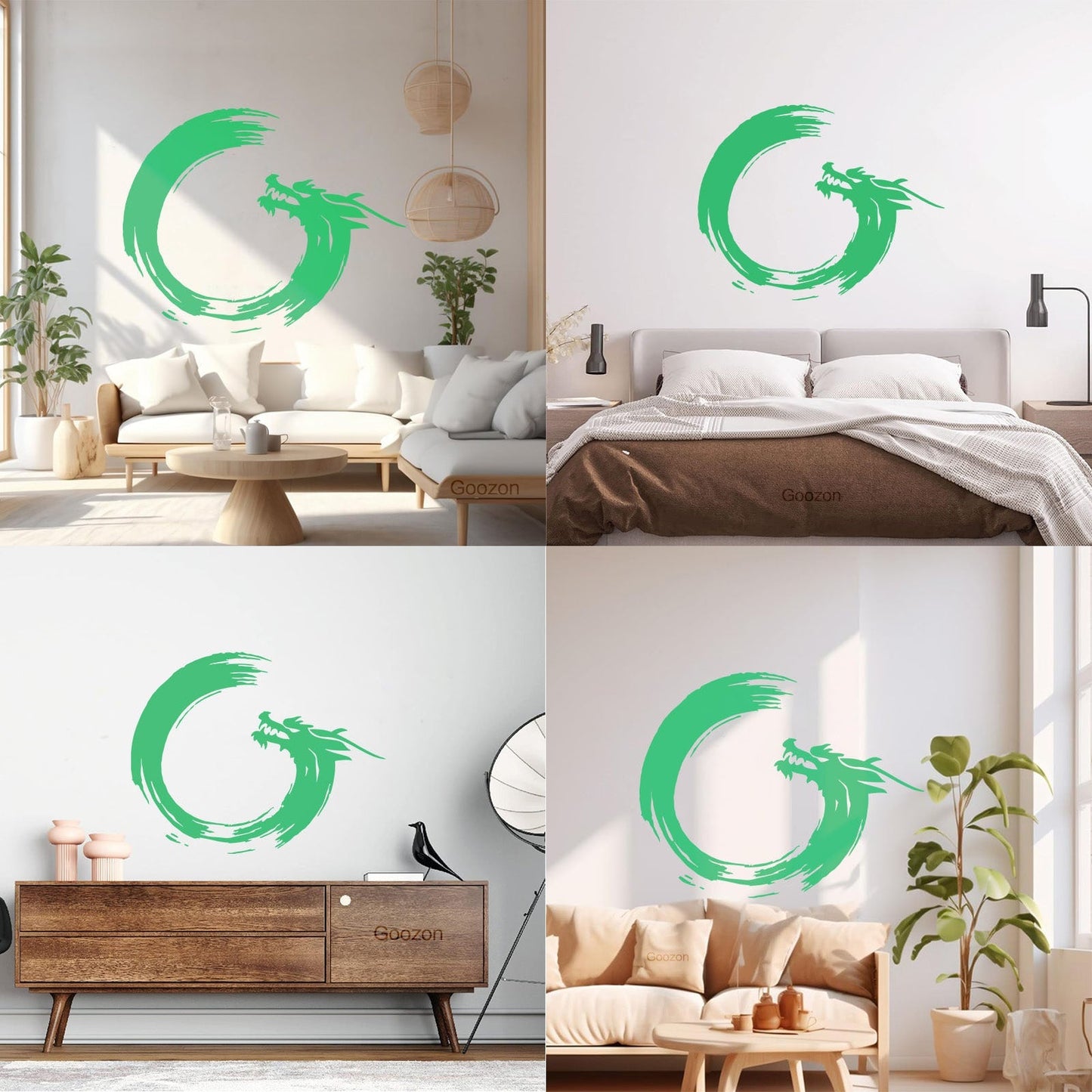 Wall Decals Paster Paper Enso Circle Zen Om Dragon Oriental Meditation Relaxation Easy Installation