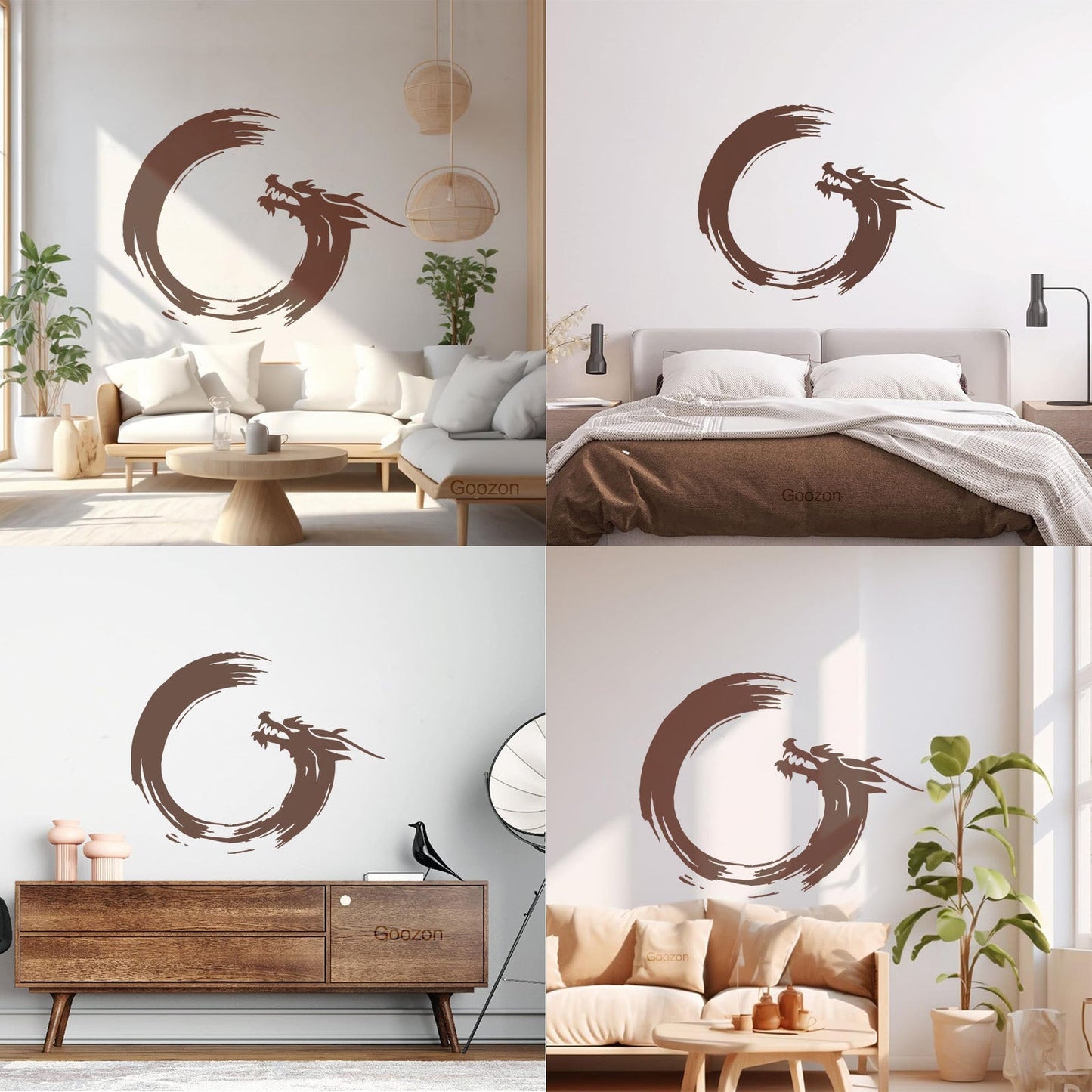 Wall Decals Paster Paper Enso Circle Zen Om Dragon Oriental Meditation Relaxation Easy Installation