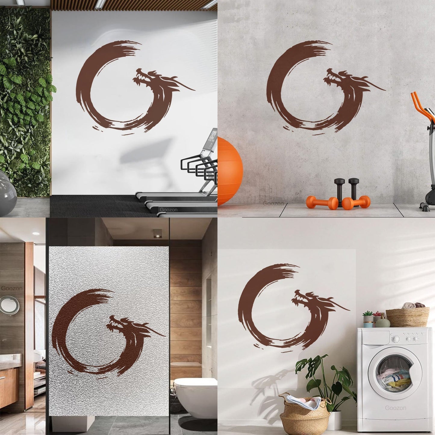 Wall Decals Paster Paper Enso Circle Zen Om Dragon Oriental Meditation Relaxation Easy Installation