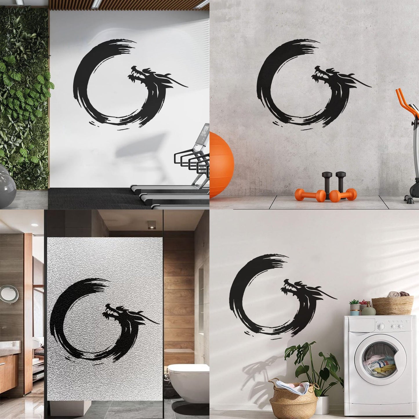 Wall Decals Paster Paper Enso Circle Zen Om Dragon Oriental Meditation Relaxation Easy Installation