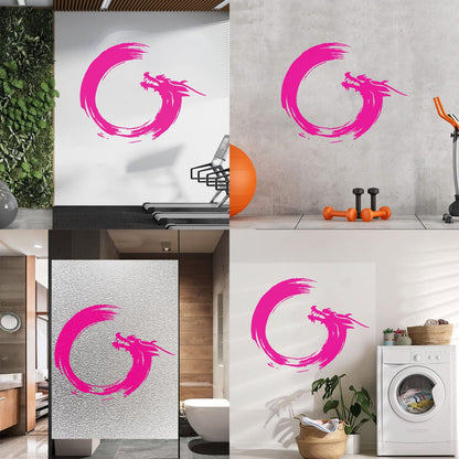 Wall Decals Paster Paper Enso Circle Zen Om Dragon Oriental Meditation Relaxation Easy Installation