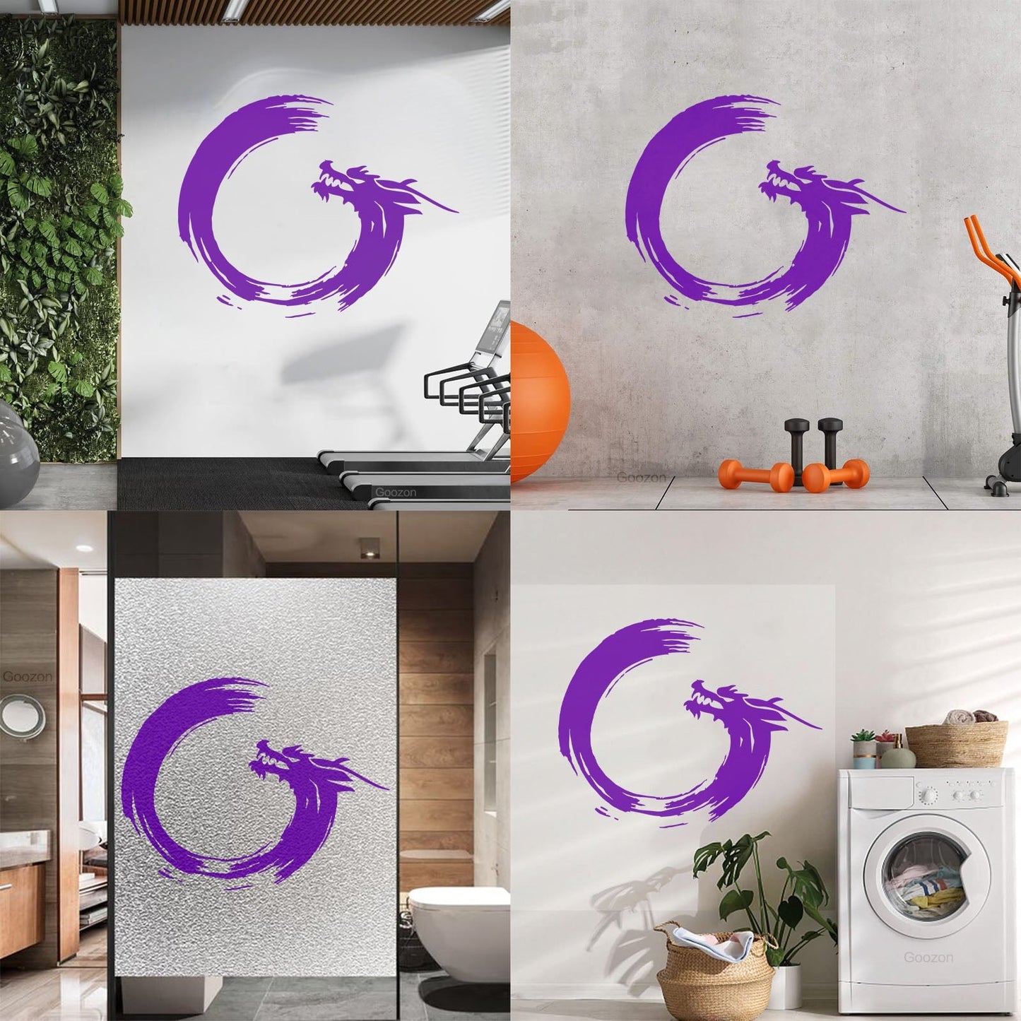 Wall Decals Paster Paper Enso Circle Zen Om Dragon Oriental Meditation Relaxation Easy Installation