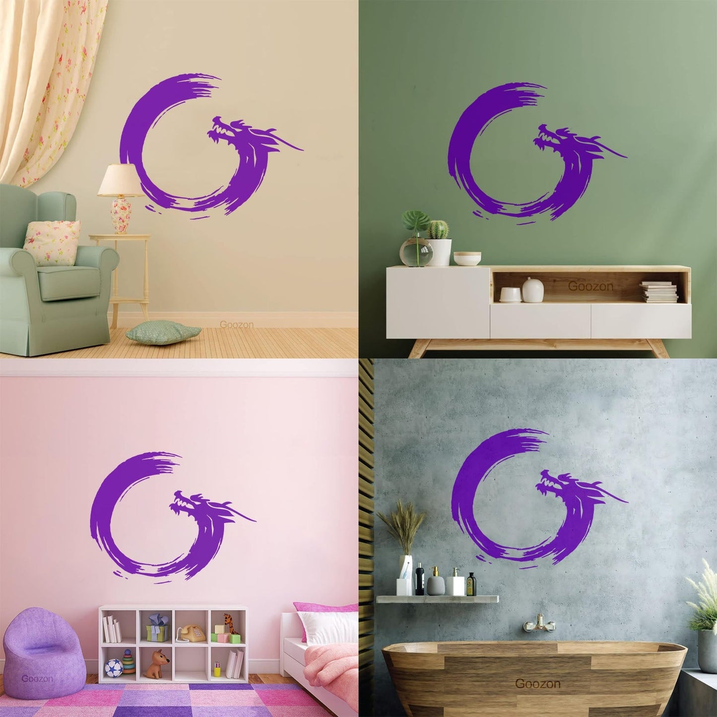 Wall Decals Paster Paper Enso Circle Zen Om Dragon Oriental Meditation Relaxation Easy Installation