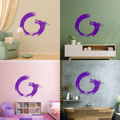Wall Decals Paster Paper Enso Circle Zen Om Dragon Oriental Meditation Relaxation Easy Installation