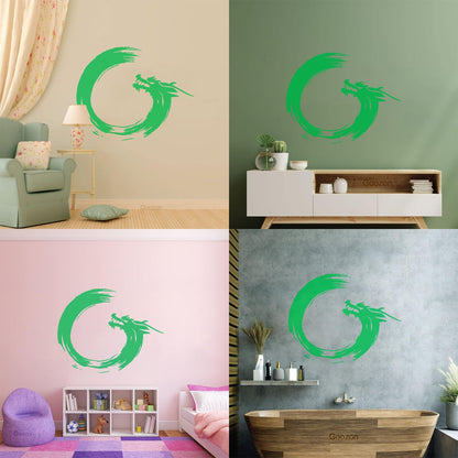 Wall Decals Paster Paper Enso Circle Zen Om Dragon Oriental Meditation Relaxation Easy Installation