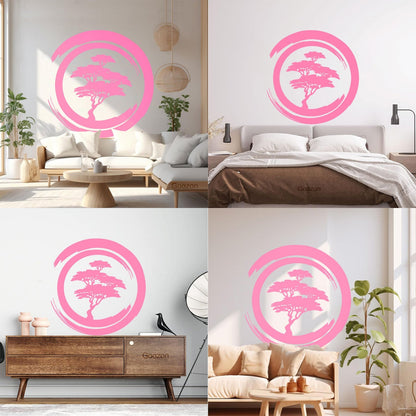 Vinyl Wall Stickers Enzo Circle Zen Tree Mediation Japan Art Mural Painting