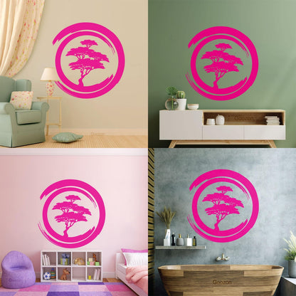 Vinyl Wall Stickers Enzo Circle Zen Tree Mediation Japan Art Mural Painting