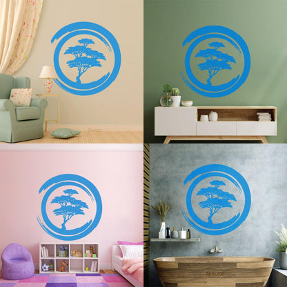 Vinyl Wall Stickers Enzo Circle Zen Tree Mediation Japan Art Mural Painting