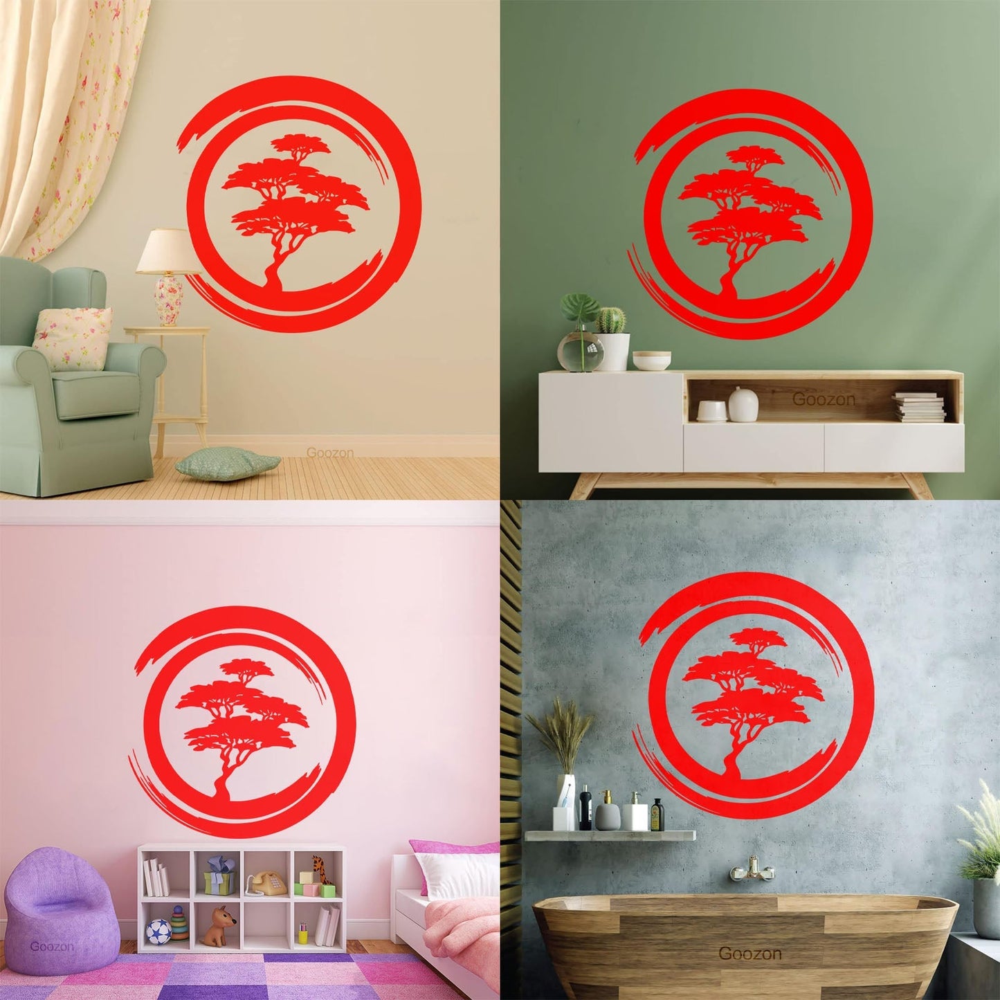 Vinyl Wall Stickers Enzo Circle Zen Tree Mediation Japan Art Mural Painting