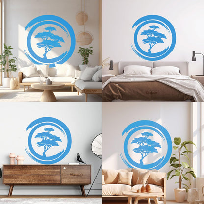 Vinyl Wall Stickers Enzo Circle Zen Tree Mediation Japan Art Mural Painting