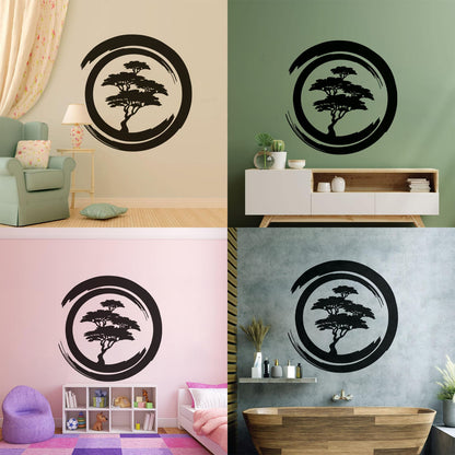 Vinyl Wall Stickers Enzo Circle Zen Tree Mediation Japan Art Mural Painting