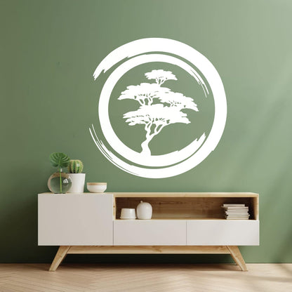 Vinyl Wall Stickers Enzo Circle Zen Tree Mediation Japan Art Mural Painting