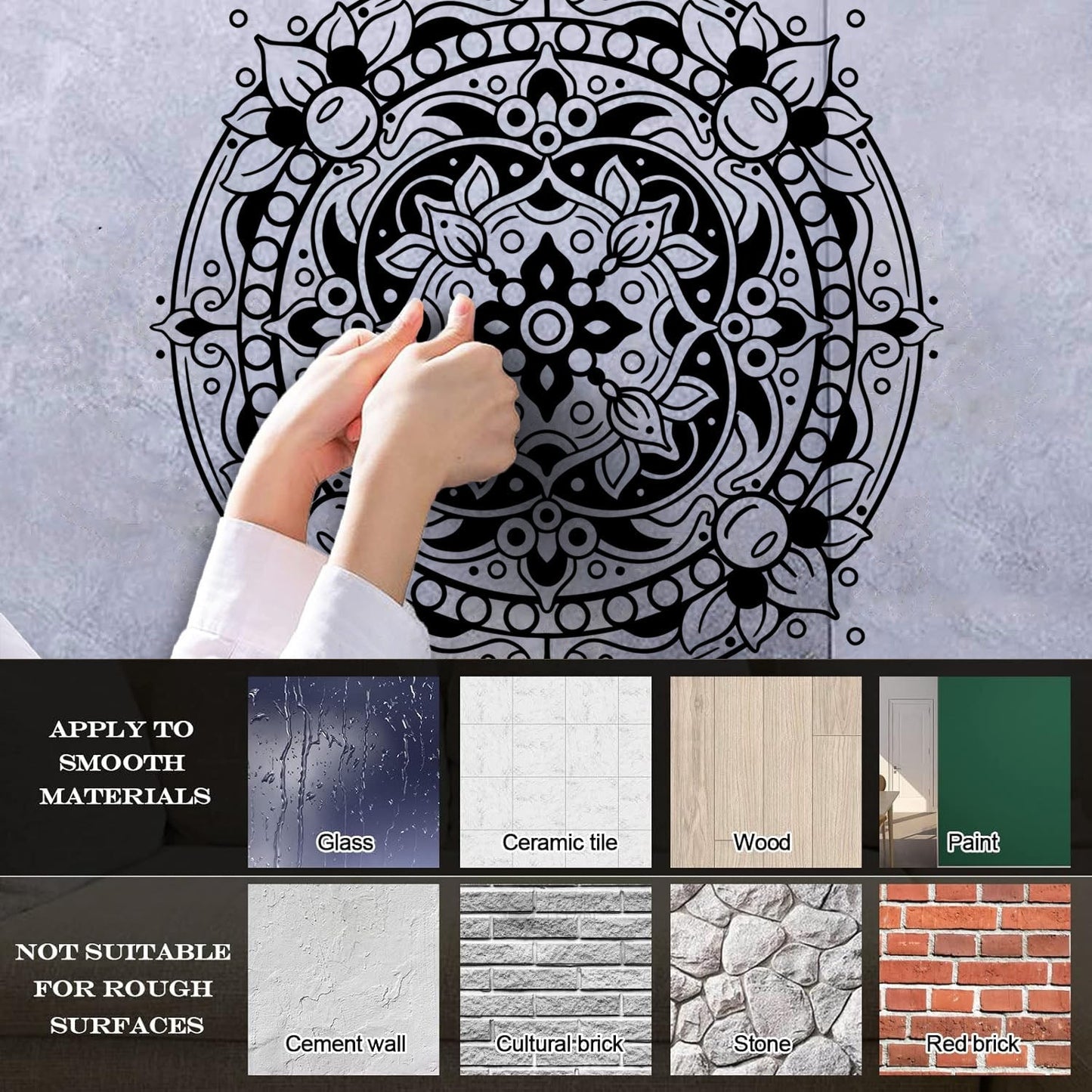 Engraving Decals Floral Mandala Mantra Ornament Meditation Room It Won'T Fall Off