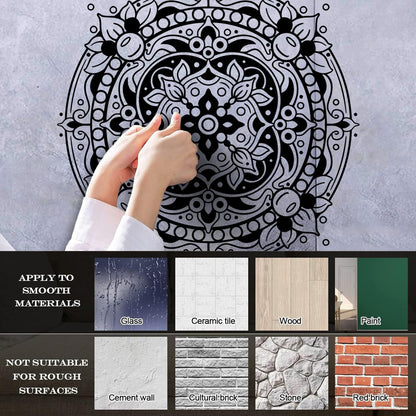 Engraving Decals Floral Mandala Mantra Ornament Meditation Room It Won'T Fall Off