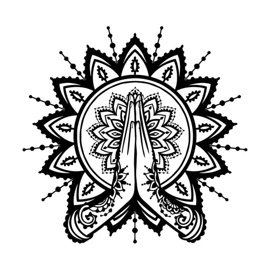 Mural And Wall Vinyl Decal Floral Ornament Mehendi Hand Hindu Meditate Personalized Customization