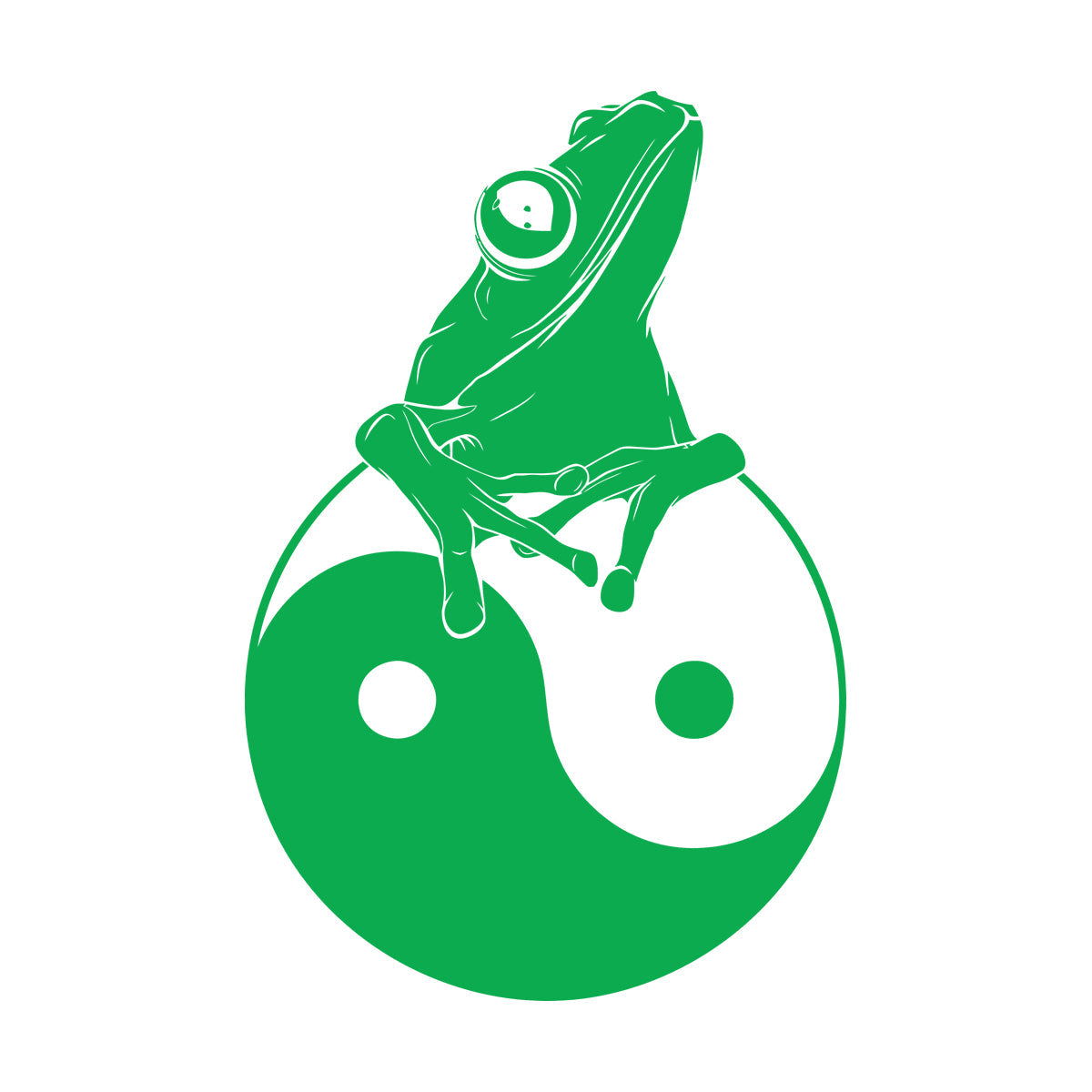 Fine Carving Decals Frog Silhouette Yin Yang Zen Asian Style Window Decals