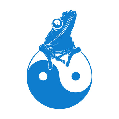 Fine Carving Decals Frog Silhouette Yin Yang Zen Asian Style Window Decals