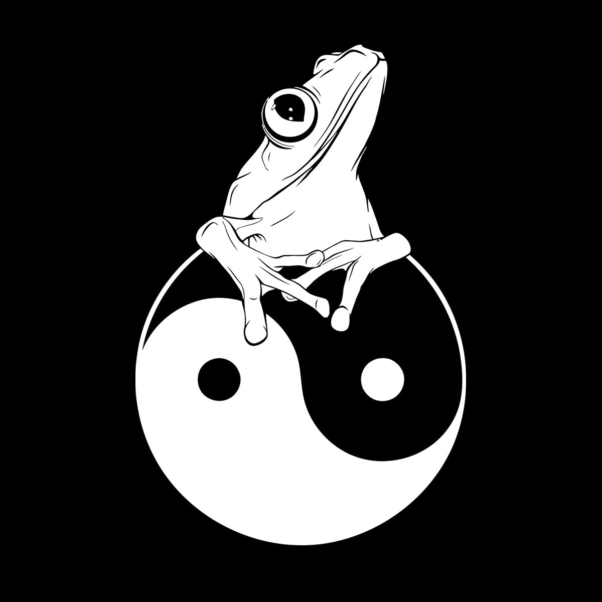 Fine Carving Decals Frog Silhouette Yin Yang Zen Asian Style Window Decals
