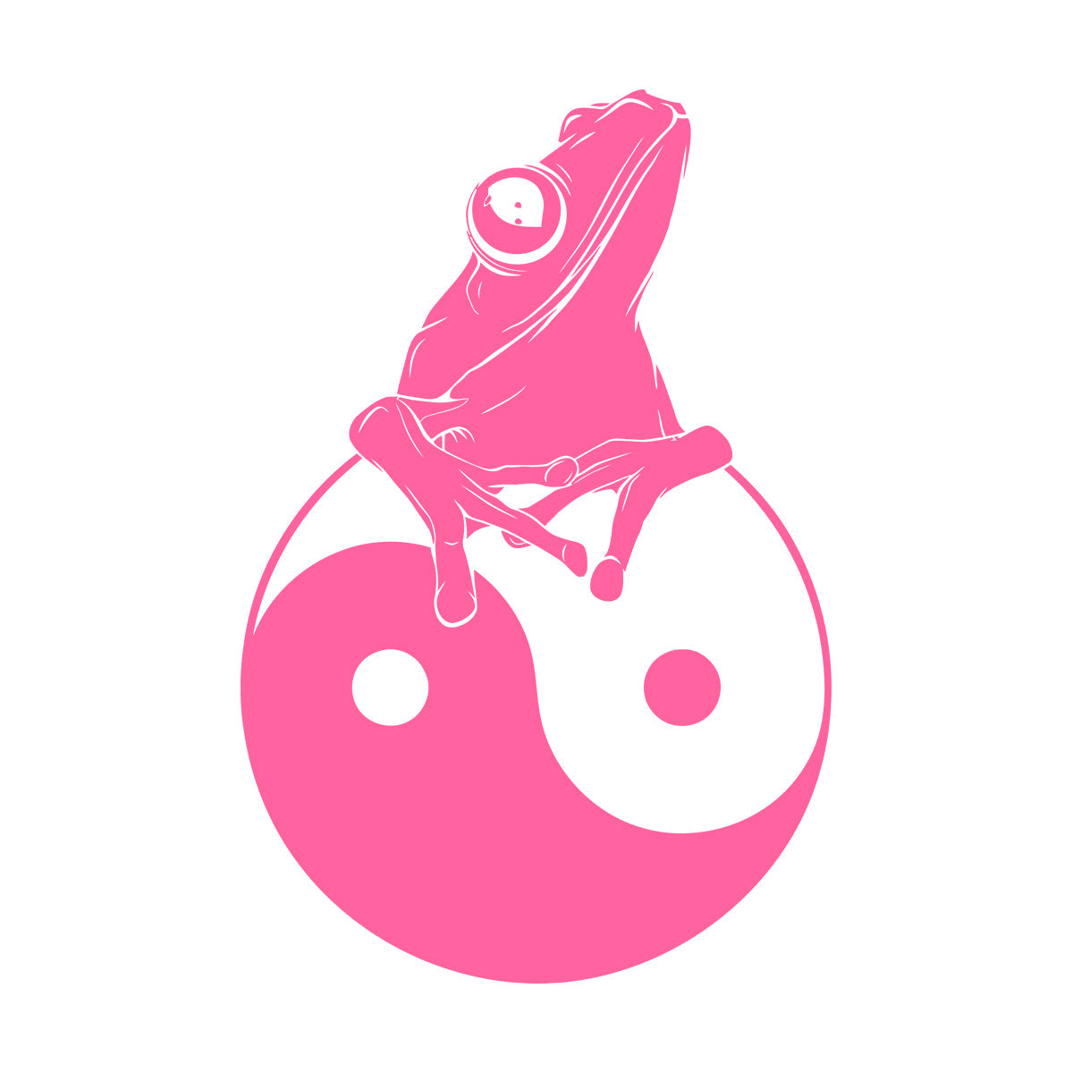 Fine Carving Decals Frog Silhouette Yin Yang Zen Asian Style Window Decals