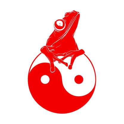 Fine Carving Decals Frog Silhouette Yin Yang Zen Asian Style Window Decals