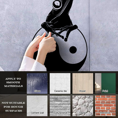 Fine Carving Decals Frog Silhouette Yin Yang Zen Asian Style Window Decals