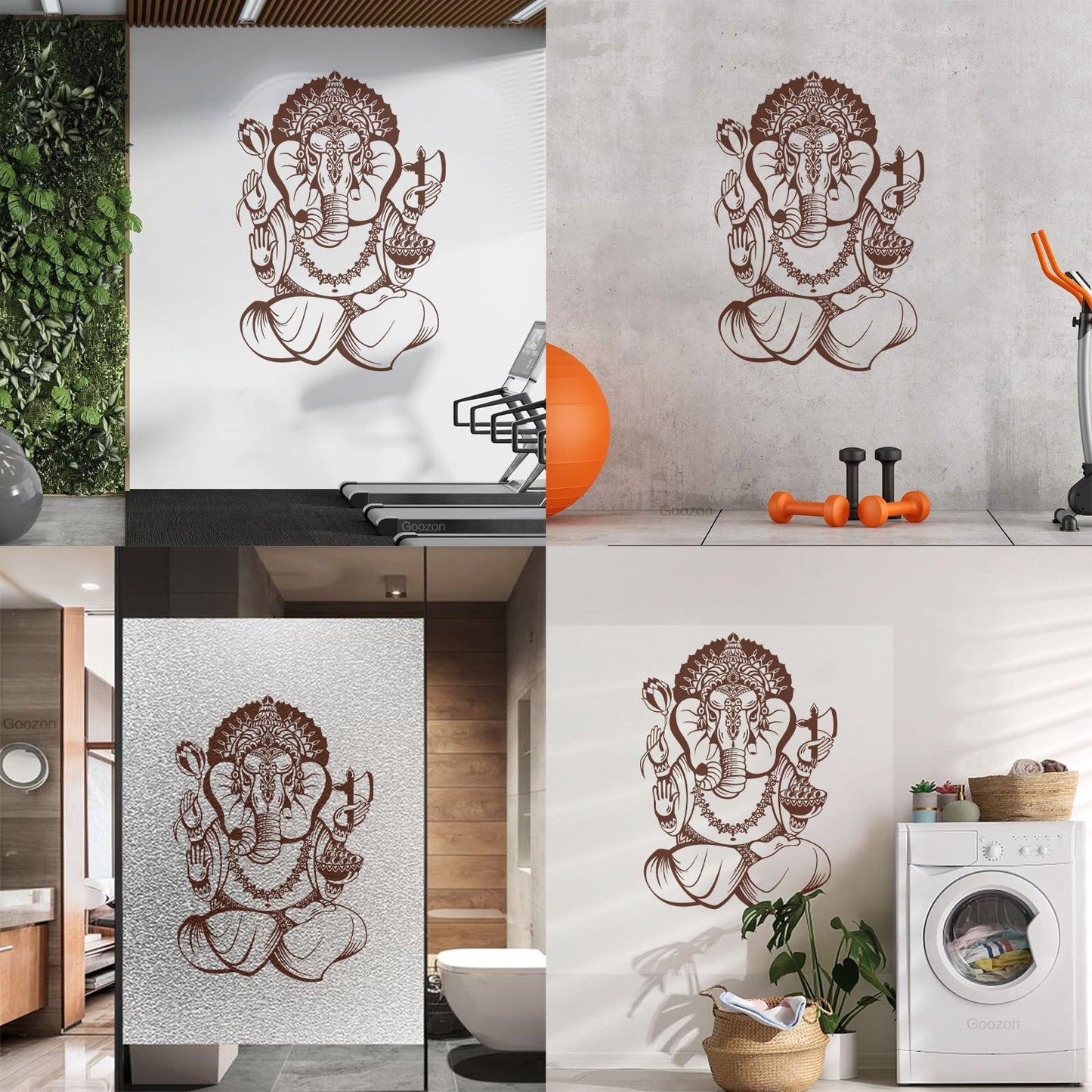 Wall Decals Pvc Ganesha Elephant Hinduism Hindu God Removable Without Leaving Glue