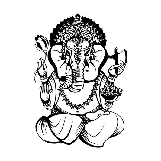 Wall Decals Pvc Ganesha Elephant Hinduism Hindu God Removable Without Leaving Glue