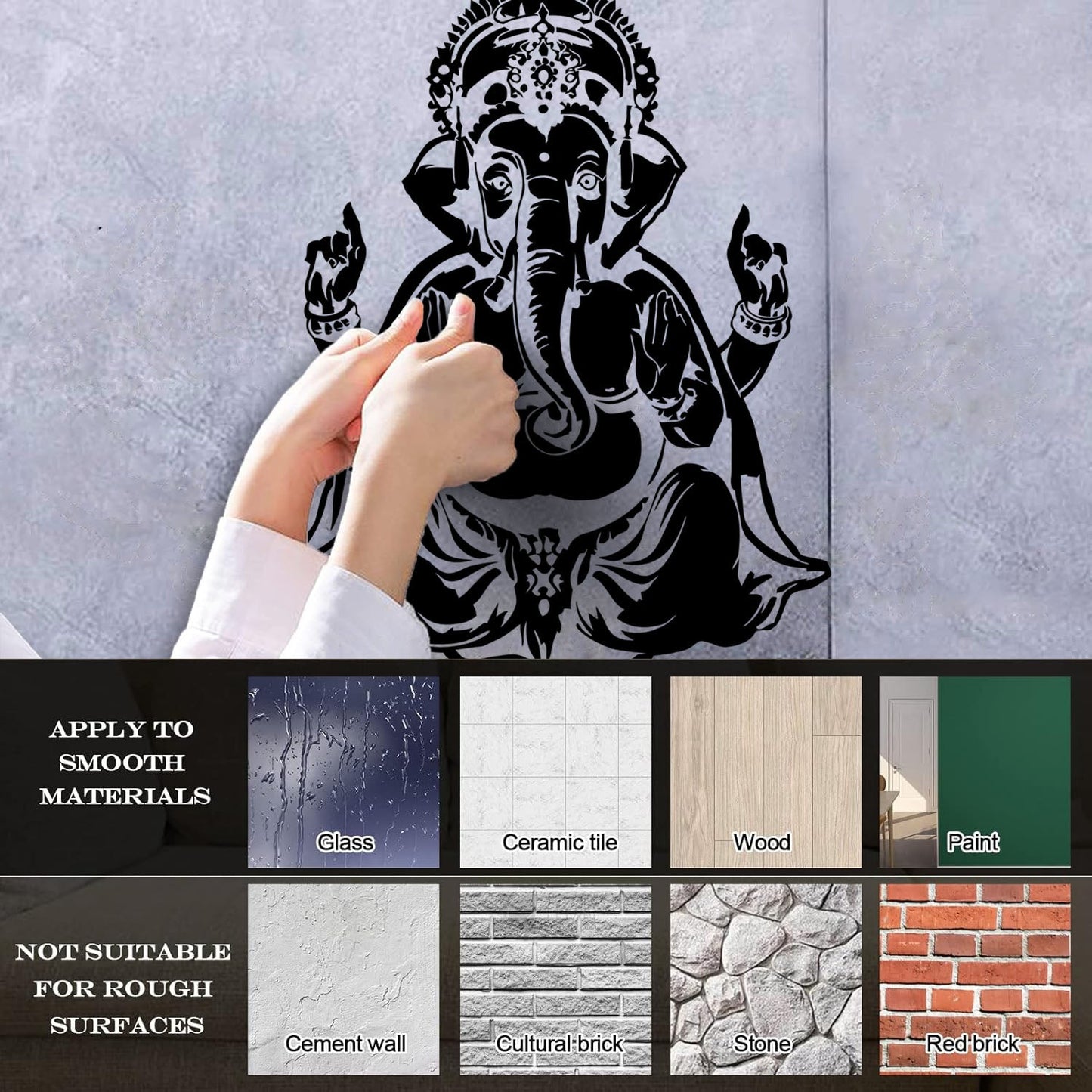 Vinyl Wall Stickers Ganesha Head Elephant Indian God Hinduism Multi Color Selection