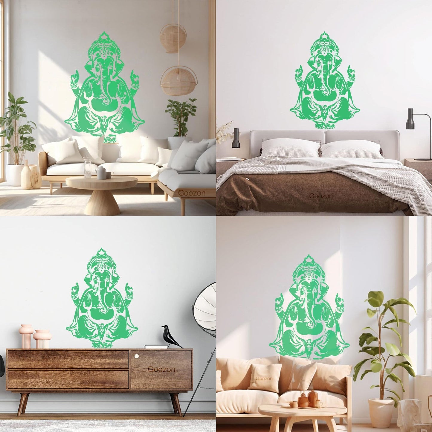 Vinyl Wall Stickers Ganesha Head Elephant Indian God Hinduism Multi Color Selection