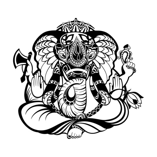 Wall Decals Ganesha Hindu Elephant God India Yoga Equipped With Transfer Film Kit