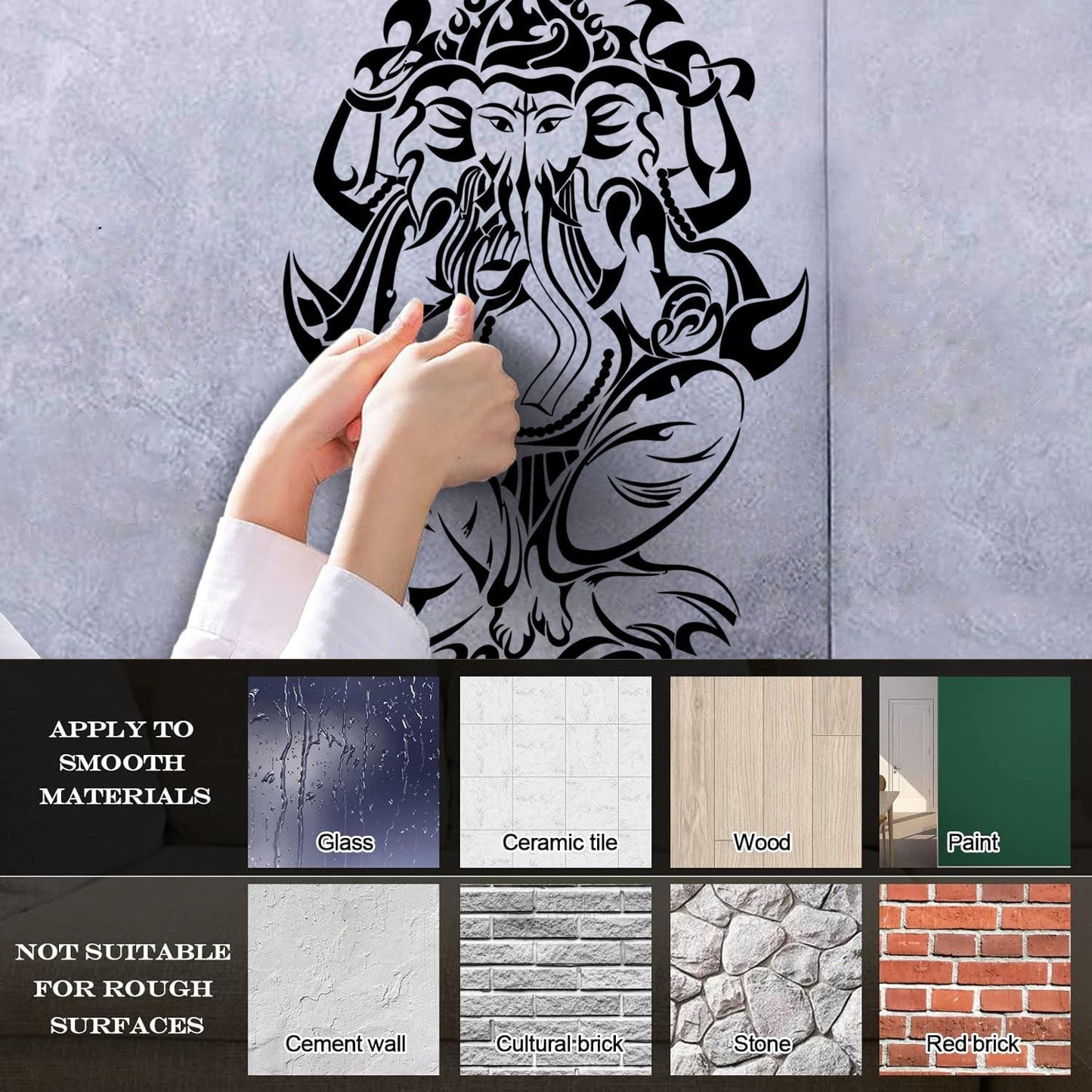 Mural And Wall Vinyl Decal Ganesha Hindu Ation Elephant God Multiple Size Options